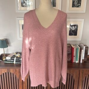 American Eagle Pink V-Neck Sweater